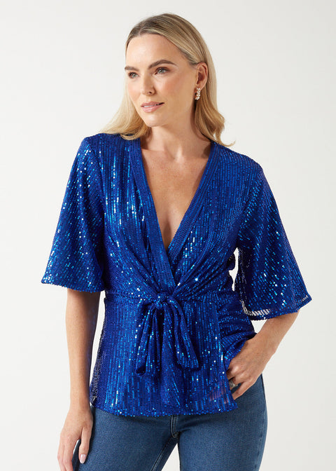 Marc Angelo Sequin Tie Top