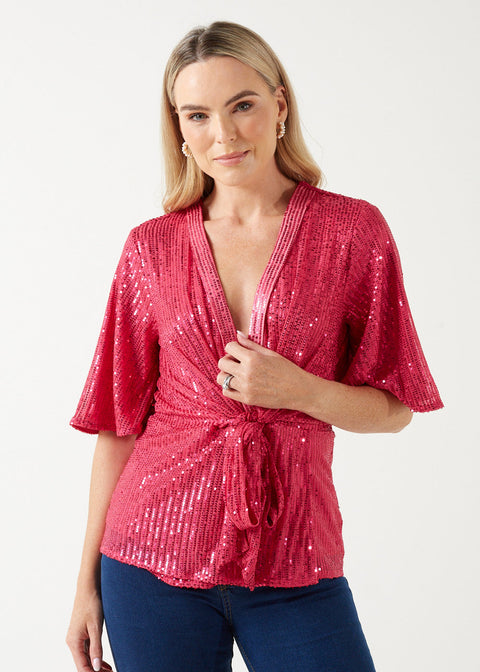 Marc Angelo Sequin Tie Top