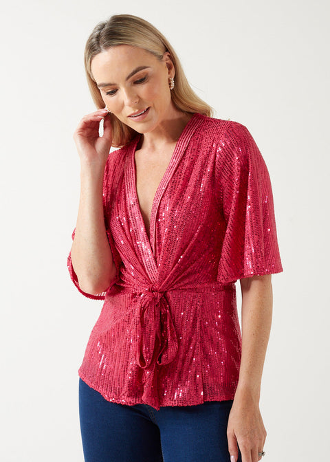 Marc Angelo Sequin Tie Top