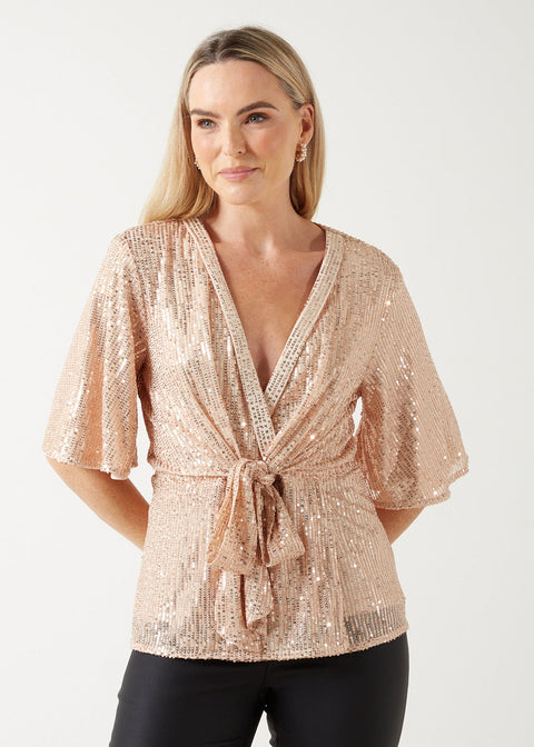 Marc Angelo Sequin Tie Top