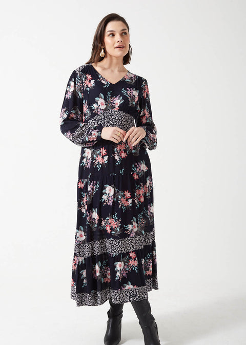 Marc Angelo Long Sleeved Floral Dress