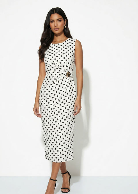 MA184/26 Sleeveless Midi Dress IN POLKA DOT