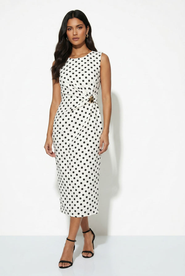 MA184/26 Sleeveless Midi Dress IN POLKA DOT