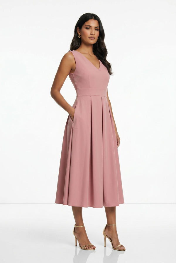 MA188/26 Sleeveless Midi Dress IN PINK