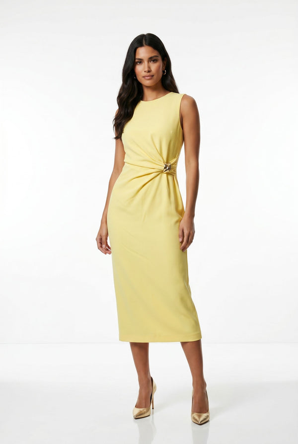MA184/26 Sleeveless Midi Dress IN YELLOW