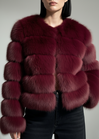 Pixie Daisy Fur Jacket PD85533 Burgundy