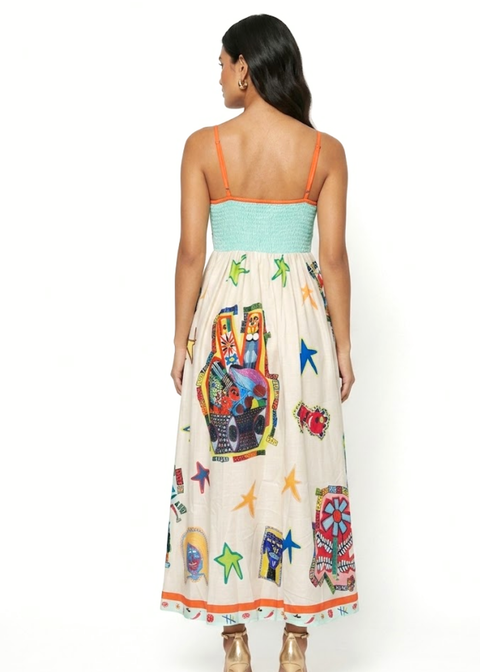 MA81355-D445 Whimsical Doodle-Print Cami Maxi Dress