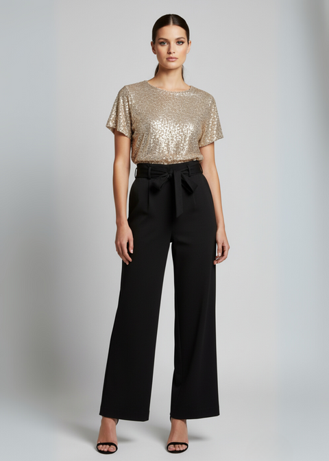Marc Angelo SEQUIN JUMPSUIT MA21639 CHAMPAGNE