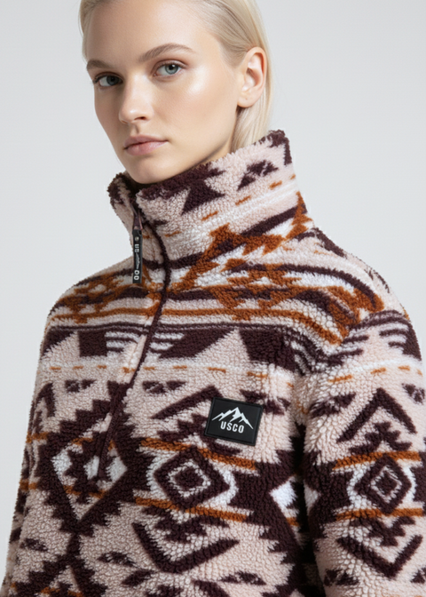 The Trek fleece in Burgundy Aztec US45508