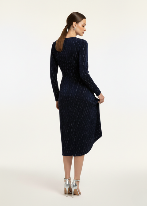 Marc Angelo VELVET Midi Dress MA8131 NAVY
