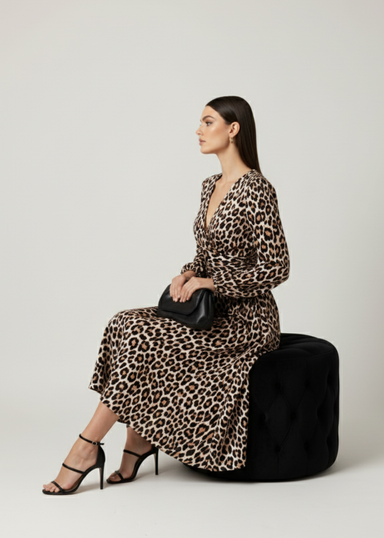 Marc Angelo Midi Dress  MA81344 Leopard