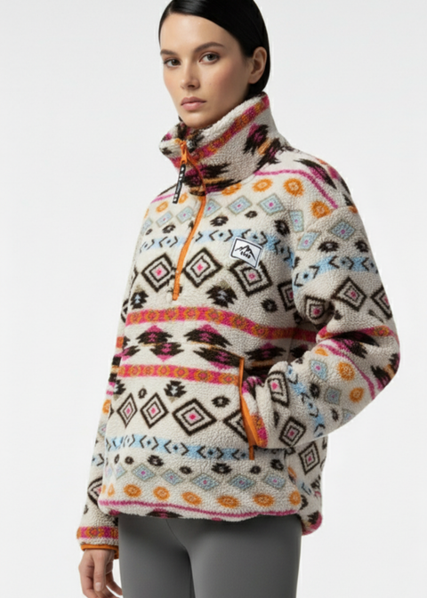 The Trek fleece in Hot Pink Aztec US45508