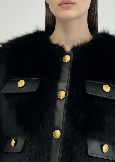 Pixie Daisy Fur Jacket PD85539 Black