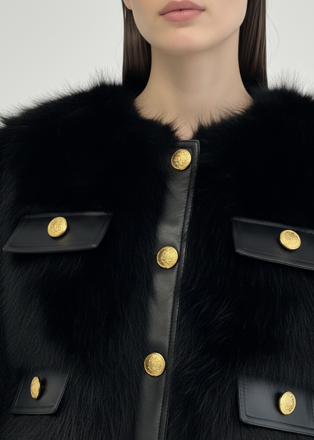 Pixie Daisy Fur Jacket PD85539 Black