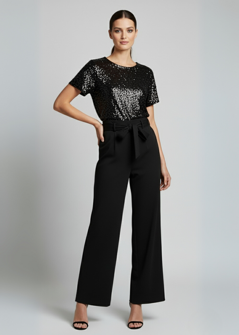 Marc Angelo SEQUIN JUMPSUIT MA21639 BLACK