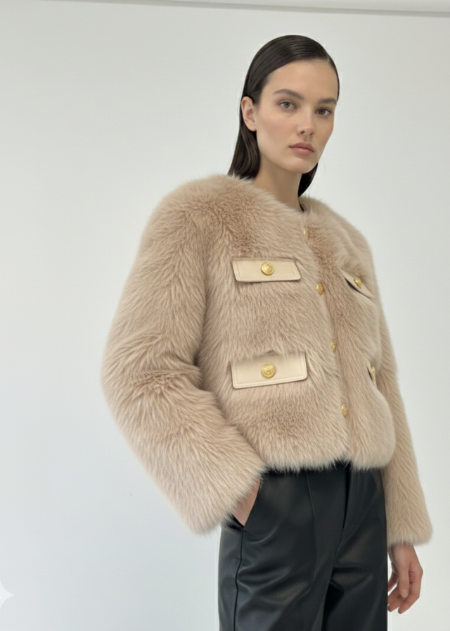 Pixie Daisy Fur Jacket PD85539 Stone