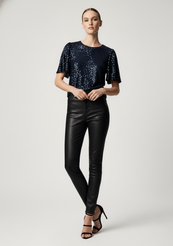 MARCANGELO SEQUIN TOP MA32266 NAVY