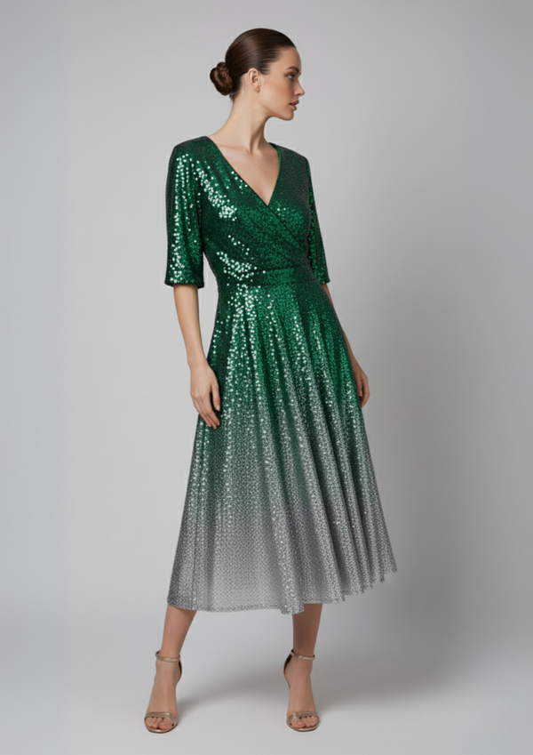 Marc Angelo Sequin Midi Dress MA51338 GREEN