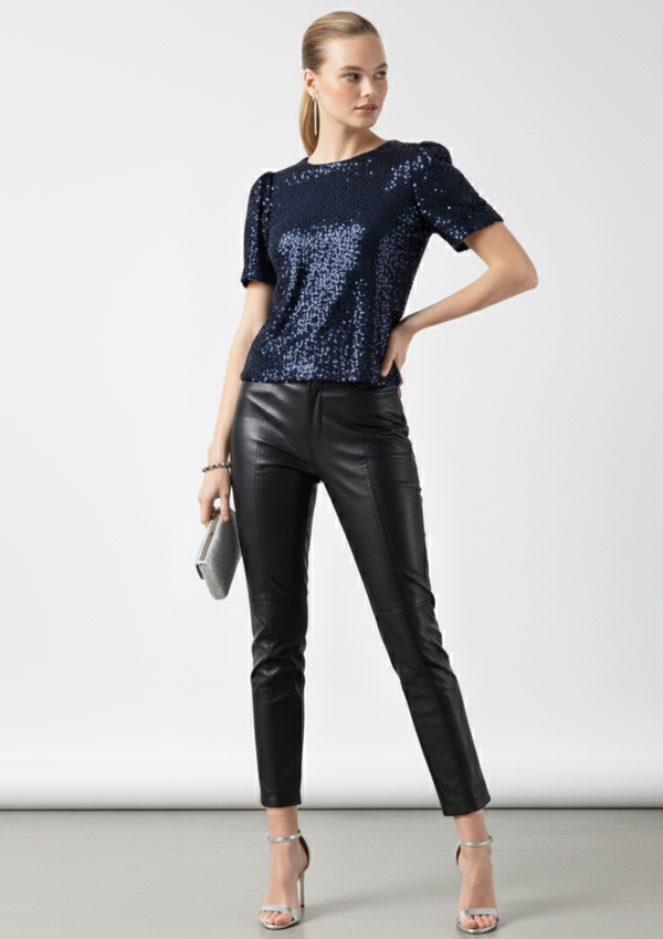 MARCANGELO SEQUIN TOP MA32266 NAVY