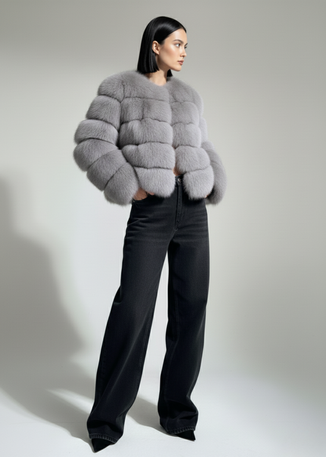 Pixie Daisy Fur Jacket PD85533 Grey