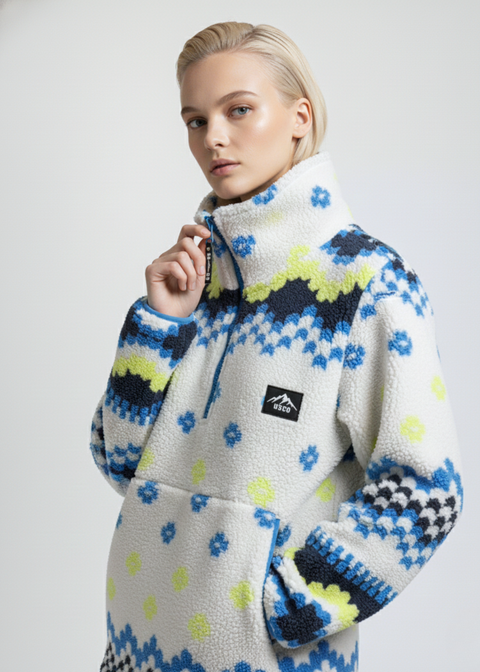 The Trek fleece in Neon Geo US45508