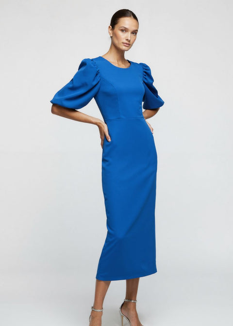 Marc Angelo Structured Bodycon Midi Dress in blue