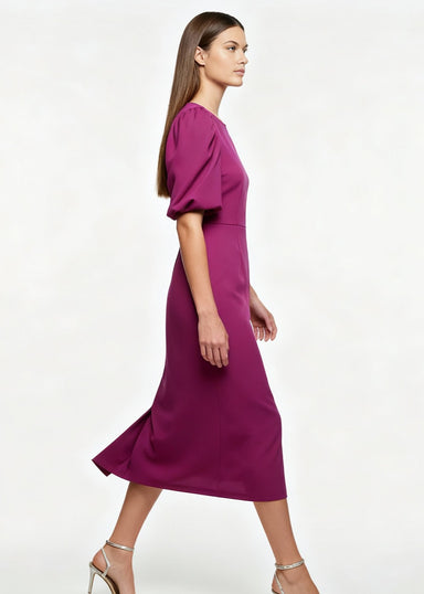 Marc Angelo Structured Bodycon Midi Dress in Magenta