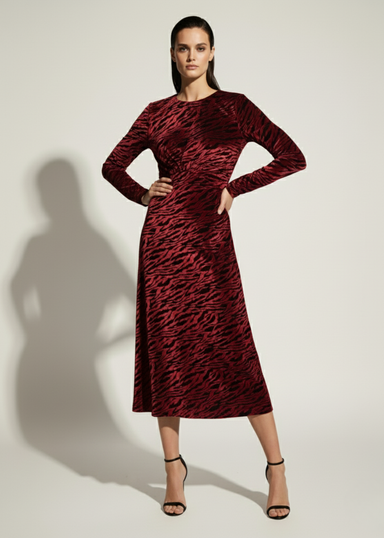 Marc Angelo Velvet Midi Dress MA812925 D358 red