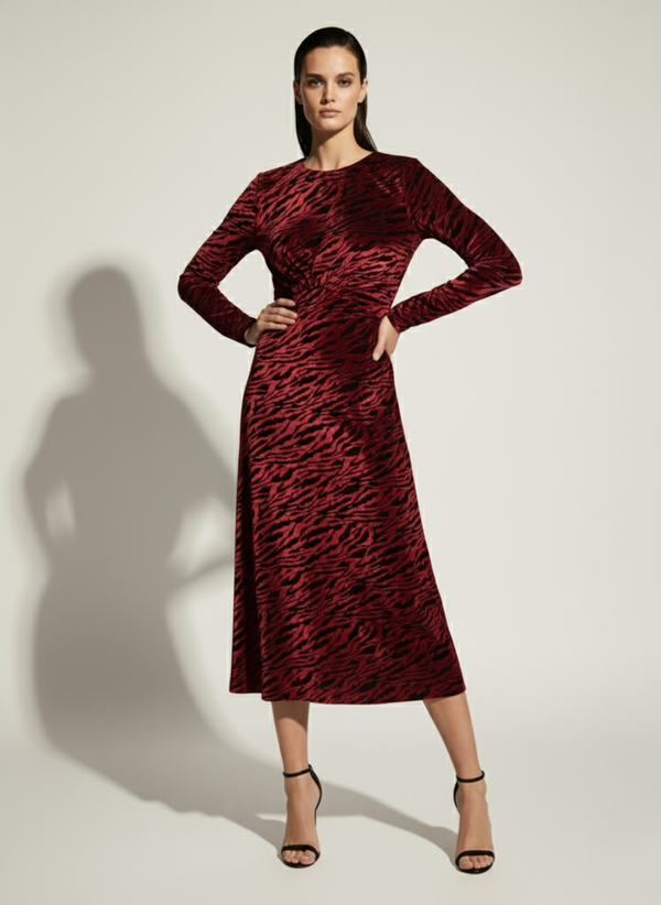 Marc Angelo Velvet Midi Dress MA812925 D358 red
