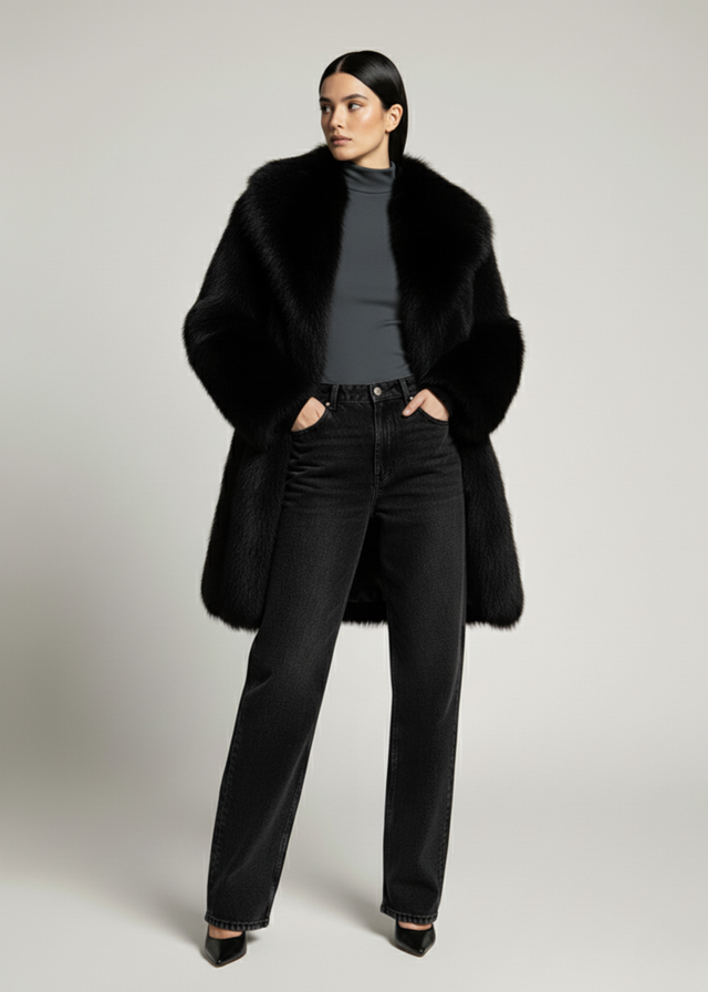 MARCANGELO FUR COAT MA85536 BLACK