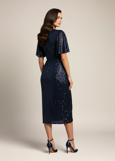 Marc Angelo Sequin Midi Dress MA31340 NAVY