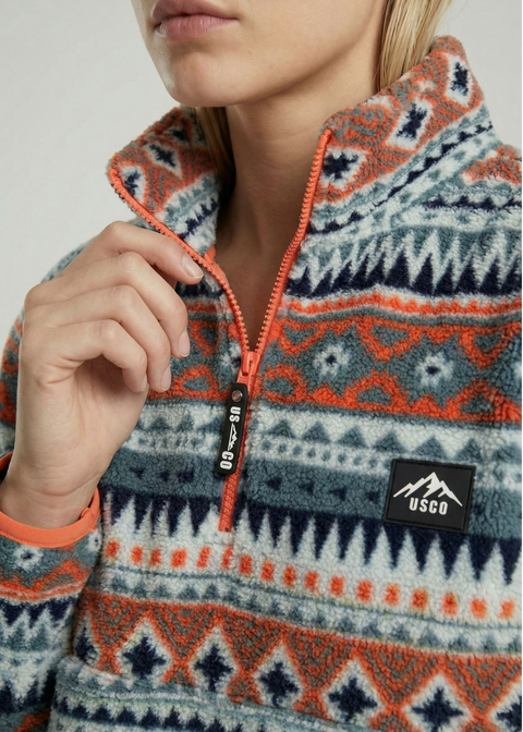 The Trek fleece in ORG/GRY AZTEC US45508
