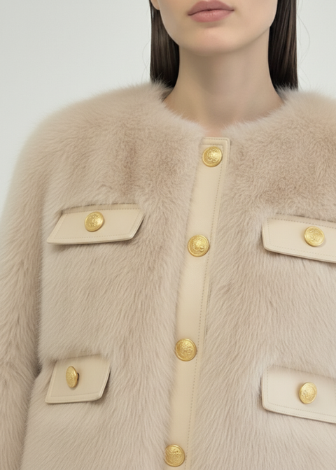 Pixie Daisy Fur Jacket PD85539 Stone