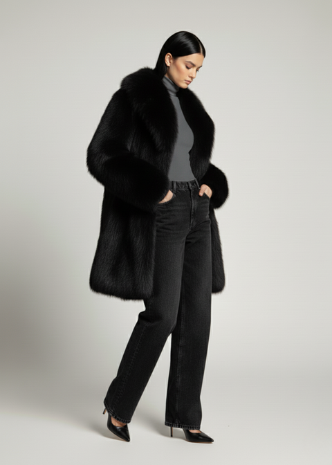 MARCANGELO FUR COAT MA85536 BLACK