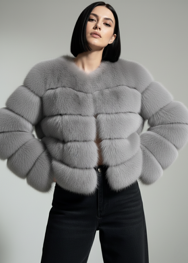 Pixie Daisy Fur Jacket PD85533 Grey