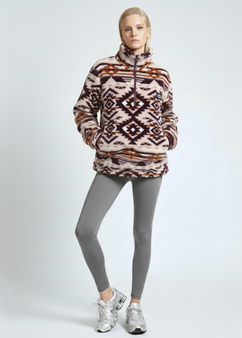 The Trek fleece in Burgundy Aztec US45508