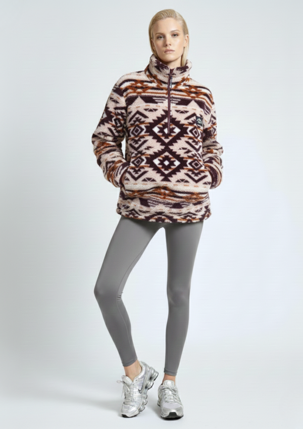 The Trek fleece in Burgundy Aztec US45508