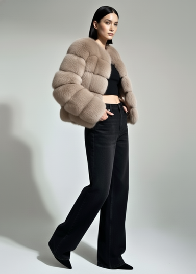 Pixie Daisy Fur Jacket PD85533 Mocha