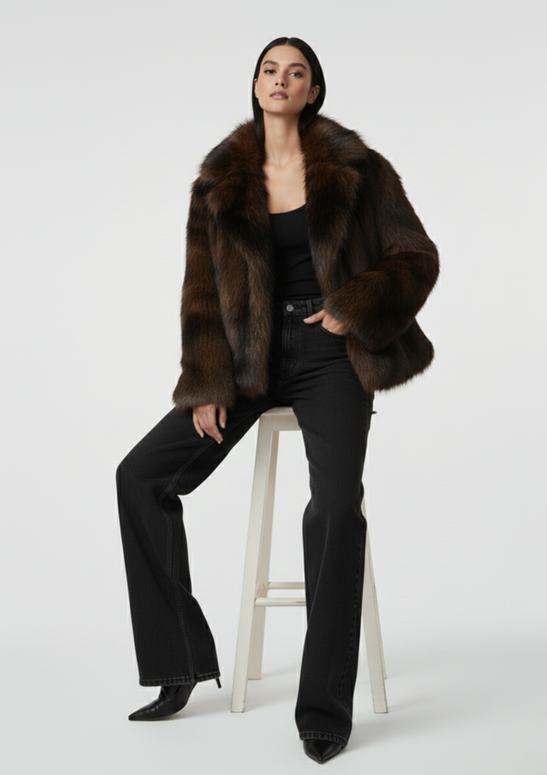 MARCANGELO FUR COAT MA85535 BROWN