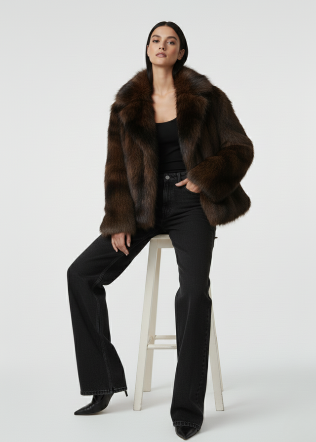 MARCANGELO FUR COAT MA85535 BROWN
