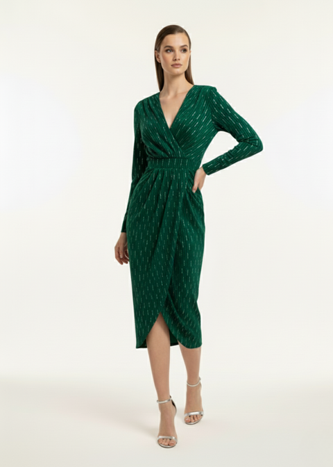 Marc Angelo VELVET Midi Dress MA8131 GREEN