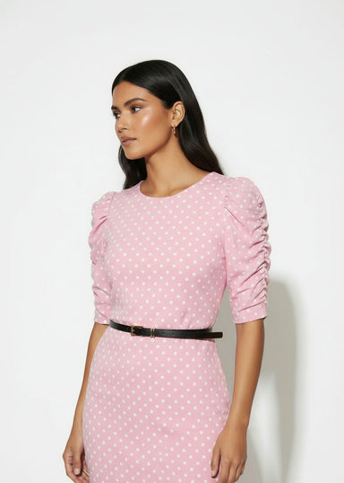 MA3104 Polka Dot Midi Dress pink - Marc Angelo