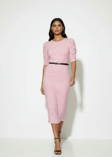MA3104 Polka Dot Midi Dress pink - Marc Angelo