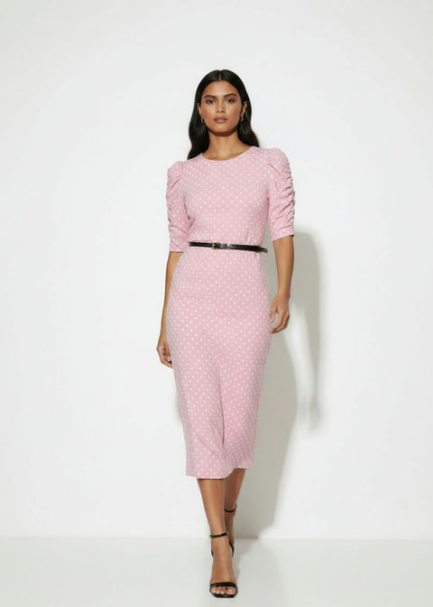 MA3104 Polka Dot Midi Dress pink