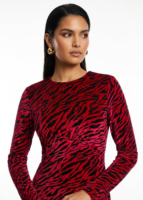 Marc Angelo Velvet Midi Dress MA812925 D358 red