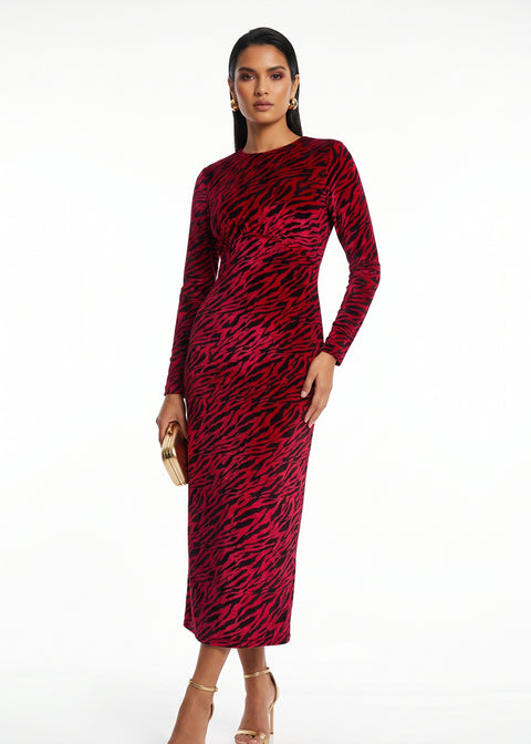 Marc Angelo Velvet Midi Dress MA812925 D358 red
