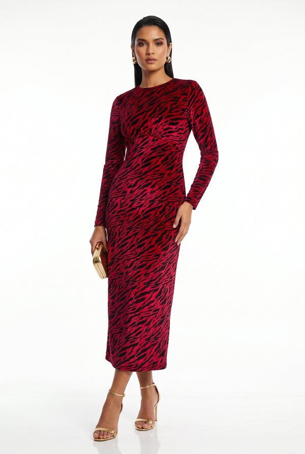 Marc Angelo Velvet Midi Dress MA812925 D358 red