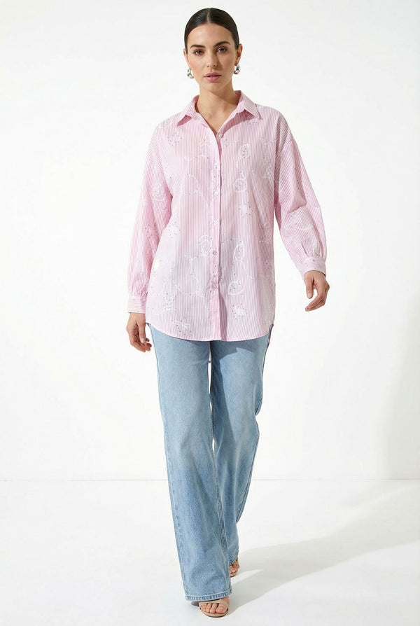 MARCANGELO SEQUIN EMBROIDERED SHIRT MA1550 PNK - Marc Angelo