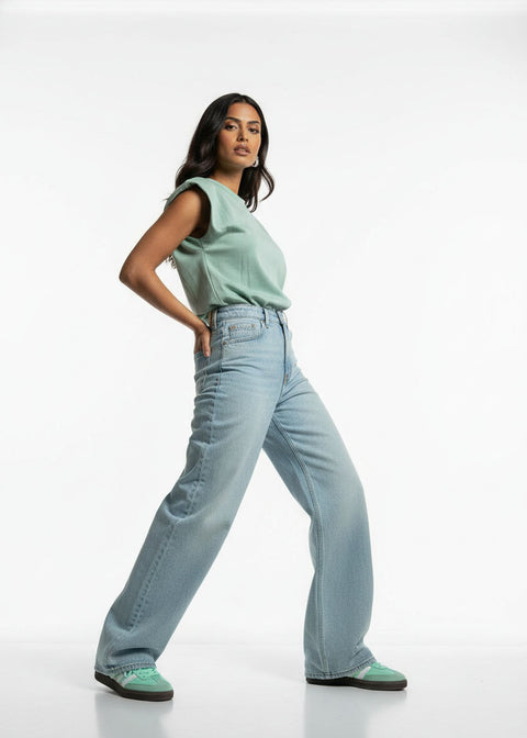 Structured Shoulder Sleeveless Top PD1760 Mint - Marc Angelo