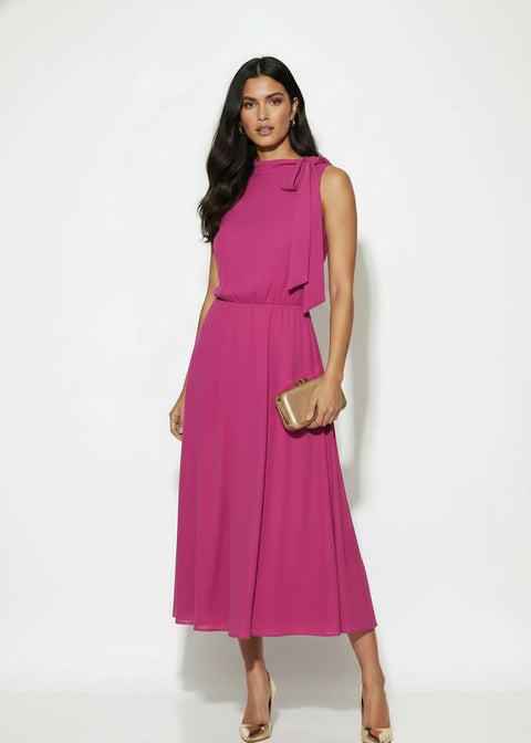 MA25163 FUSCHIA SLEEVELESS MIDI DRESS